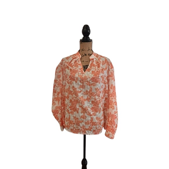 SHEIN Curve Orange and White Floral Top 0XL 10 0512 - Picture 8 of 8